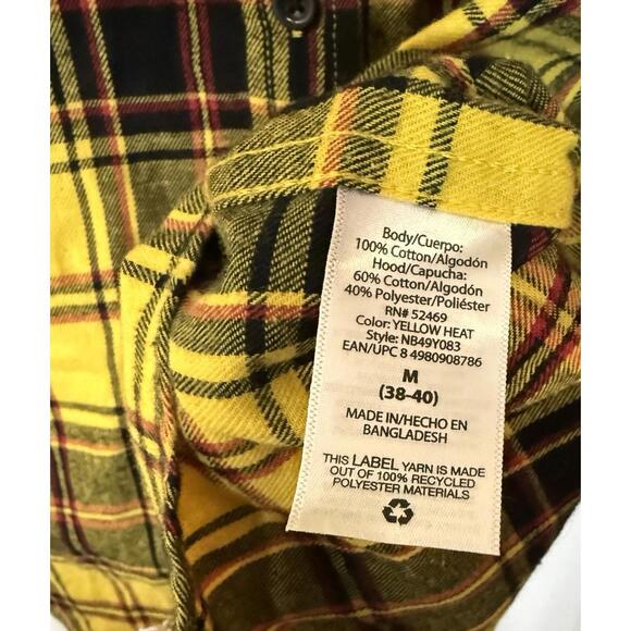 No Boundaries Men’s Long Sleeve Yellow Plaid Hoodie Medium - Picture 5 of 6